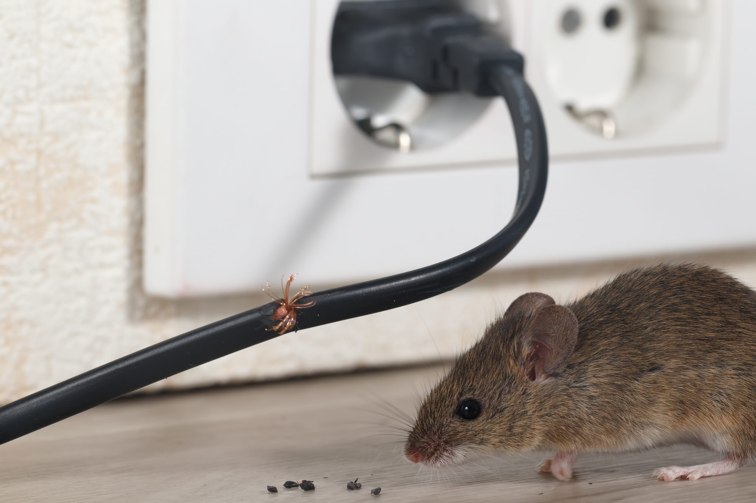 Rat damage to electrical wiring